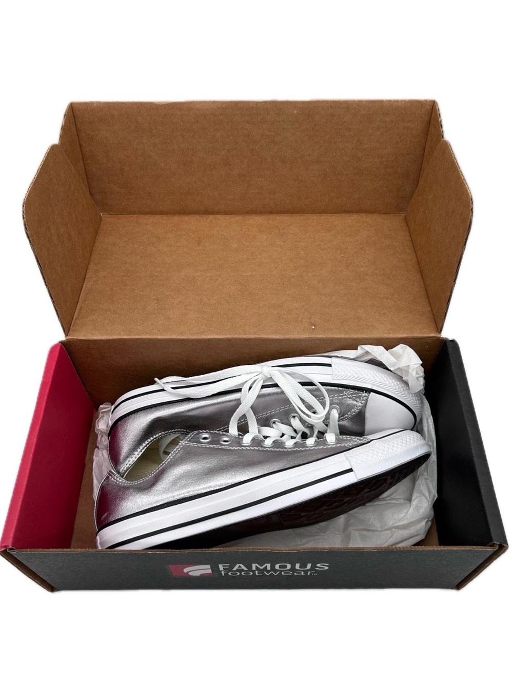 Converse Metallic Silver Low Top Sneakers with Cream Insole
